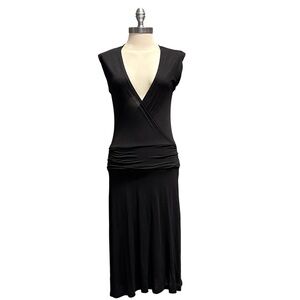 James Perse Black V-Neck Midi Dress